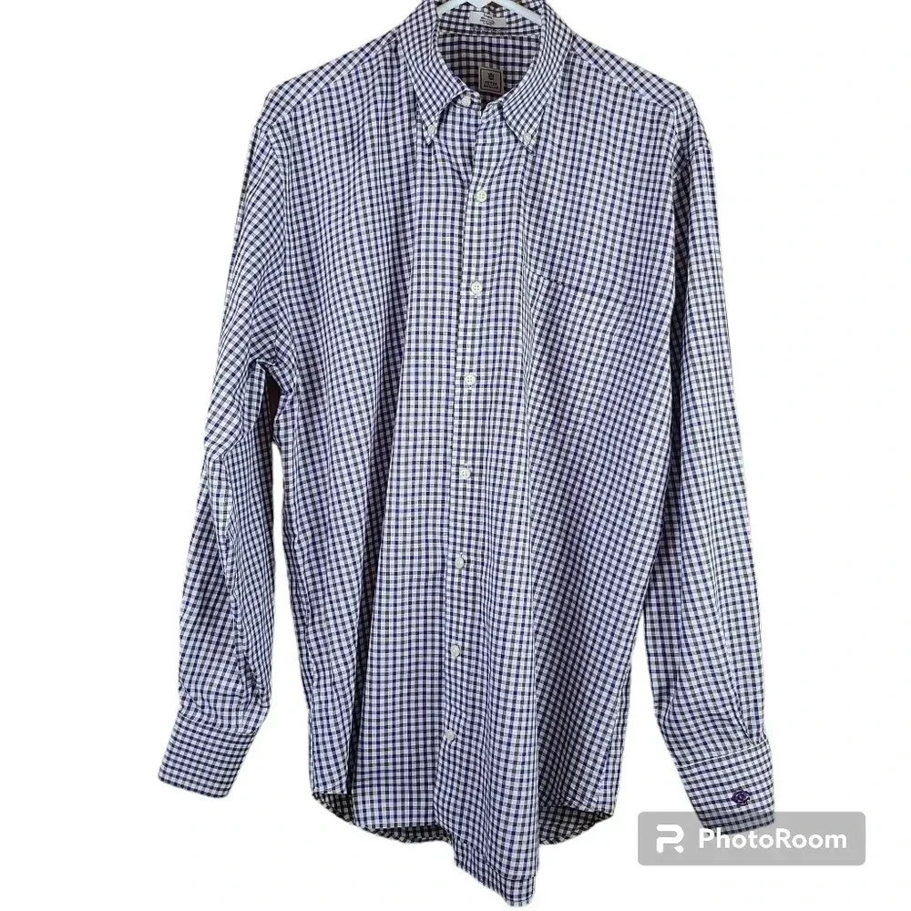 Peter Millar men's purple and brown checked dress shirt